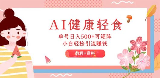 【AI健康轻食】单号日入500+可矩阵，小白轻松引流赚钱（教程+食谱）-老张资源网